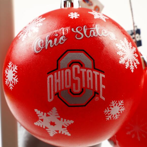 Lot of 3 Ohio State Buckeyes Shatterproof Balls Christmas Tree Holiday Ornaments - Picture 2 of 8